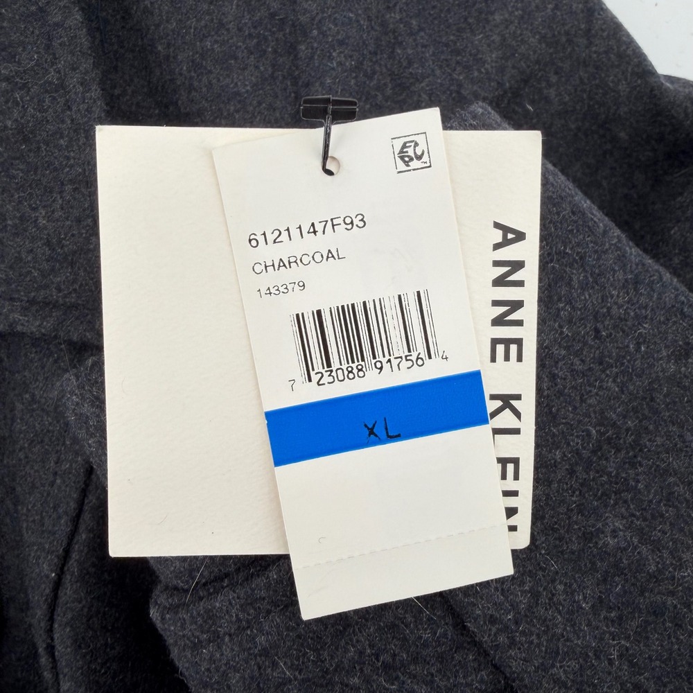 Anne Klein Pea Coat Women XL XLarge Charcoal Grey New Wool Blend Double Breasted - Picture 4 of 9